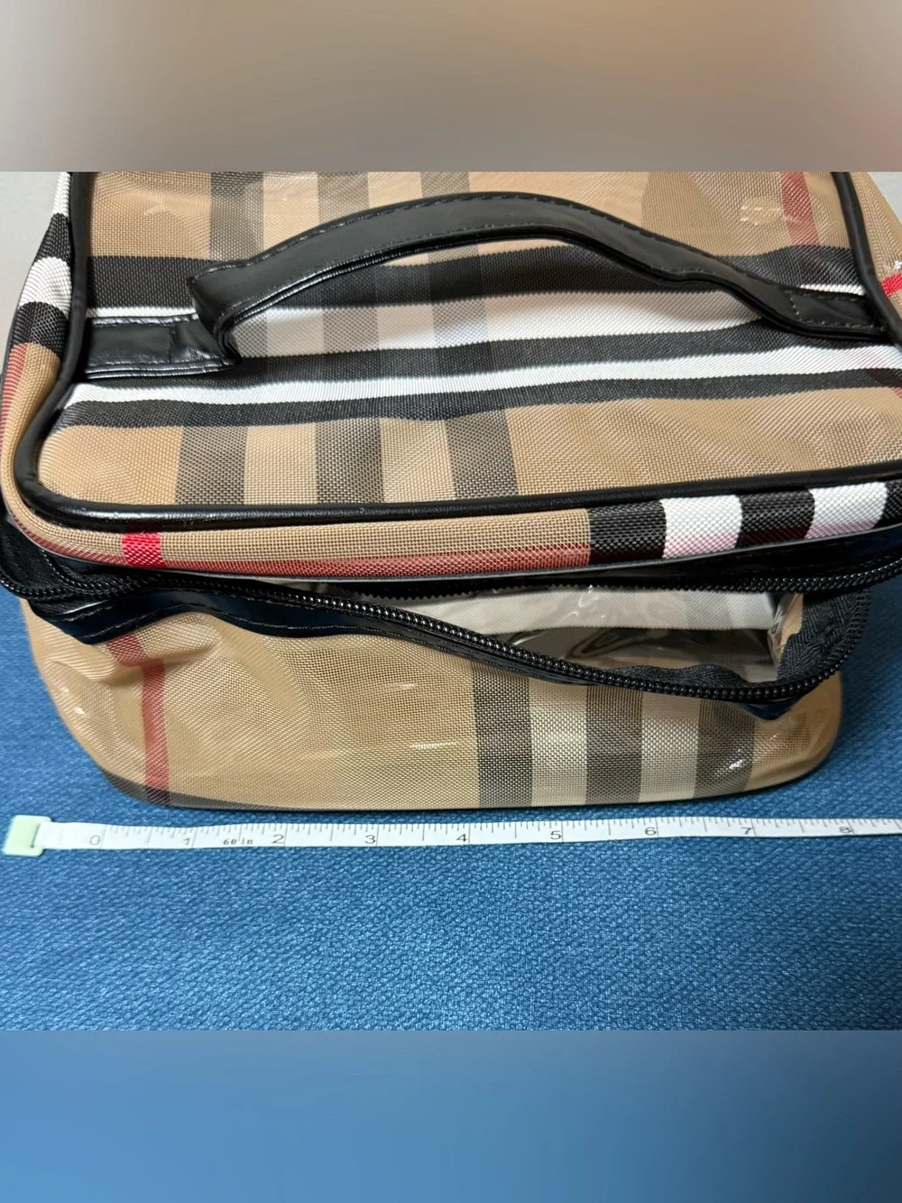 Plaid Cosmetic makeup travel toiletries bag  Case Top Handle organizer new